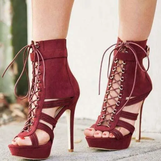 Red Heel Platform Strap Sandals