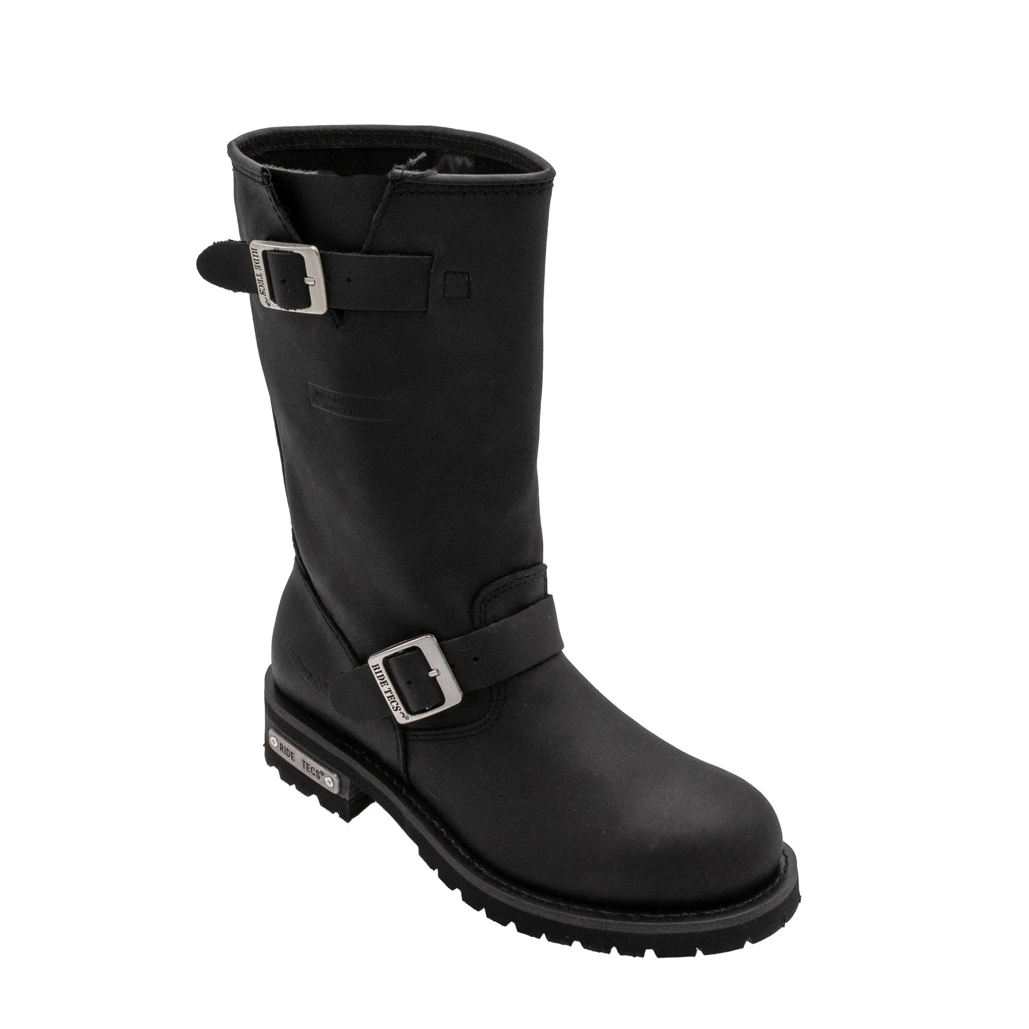 RideTecs Mens Black 13in Engineer Boot Full Grain Leather Motorcycle