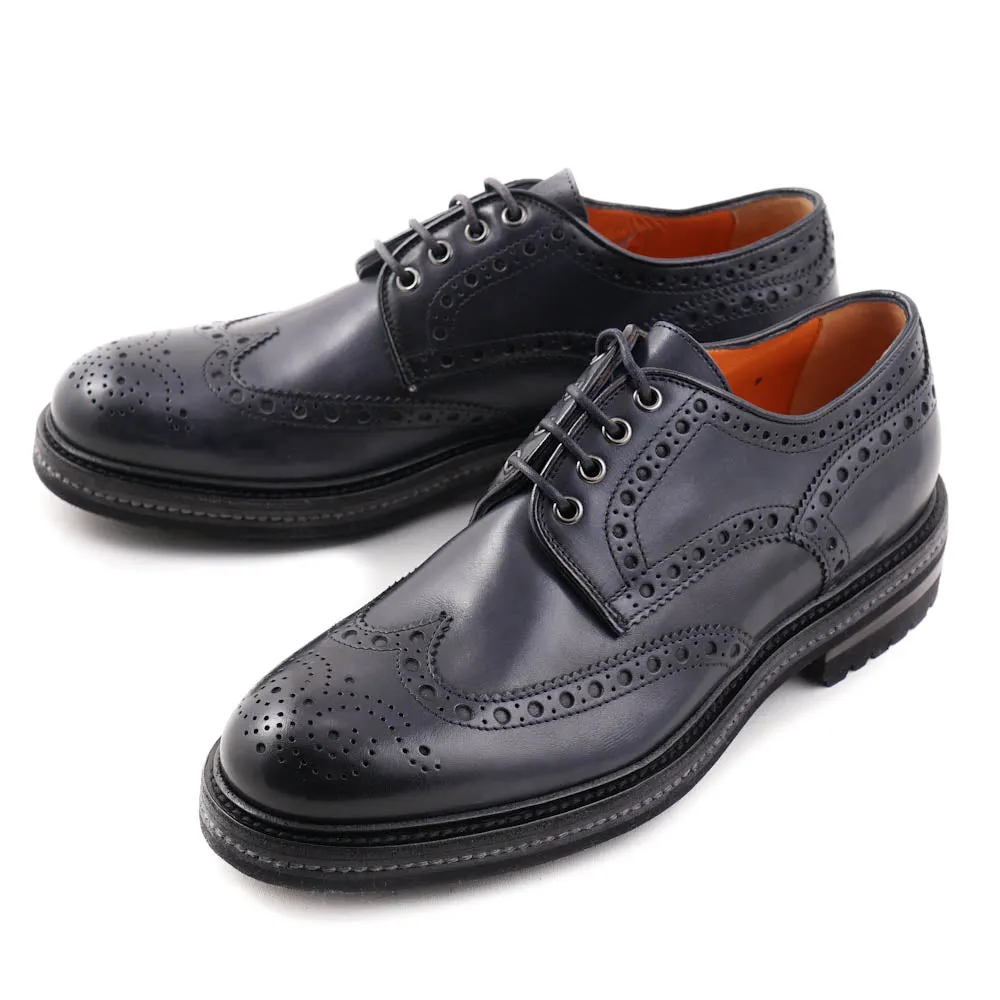 Santoni Wingtip Derby in Dark Blue