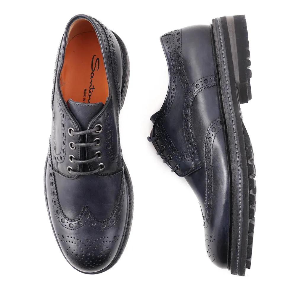 Santoni Wingtip Derby in Dark Blue