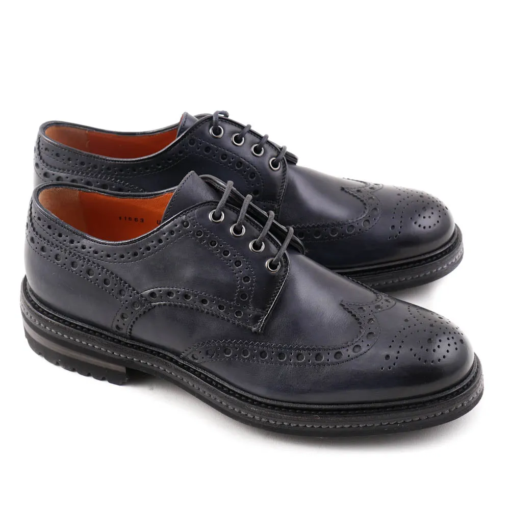 Santoni Wingtip Derby in Dark Blue