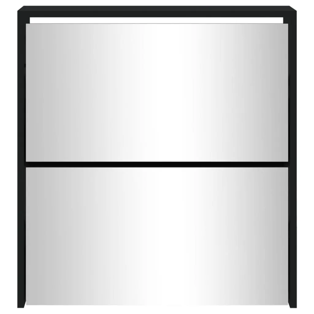Shoe Cabinet with Mirror 2-Layer Black 63x17x67 cm