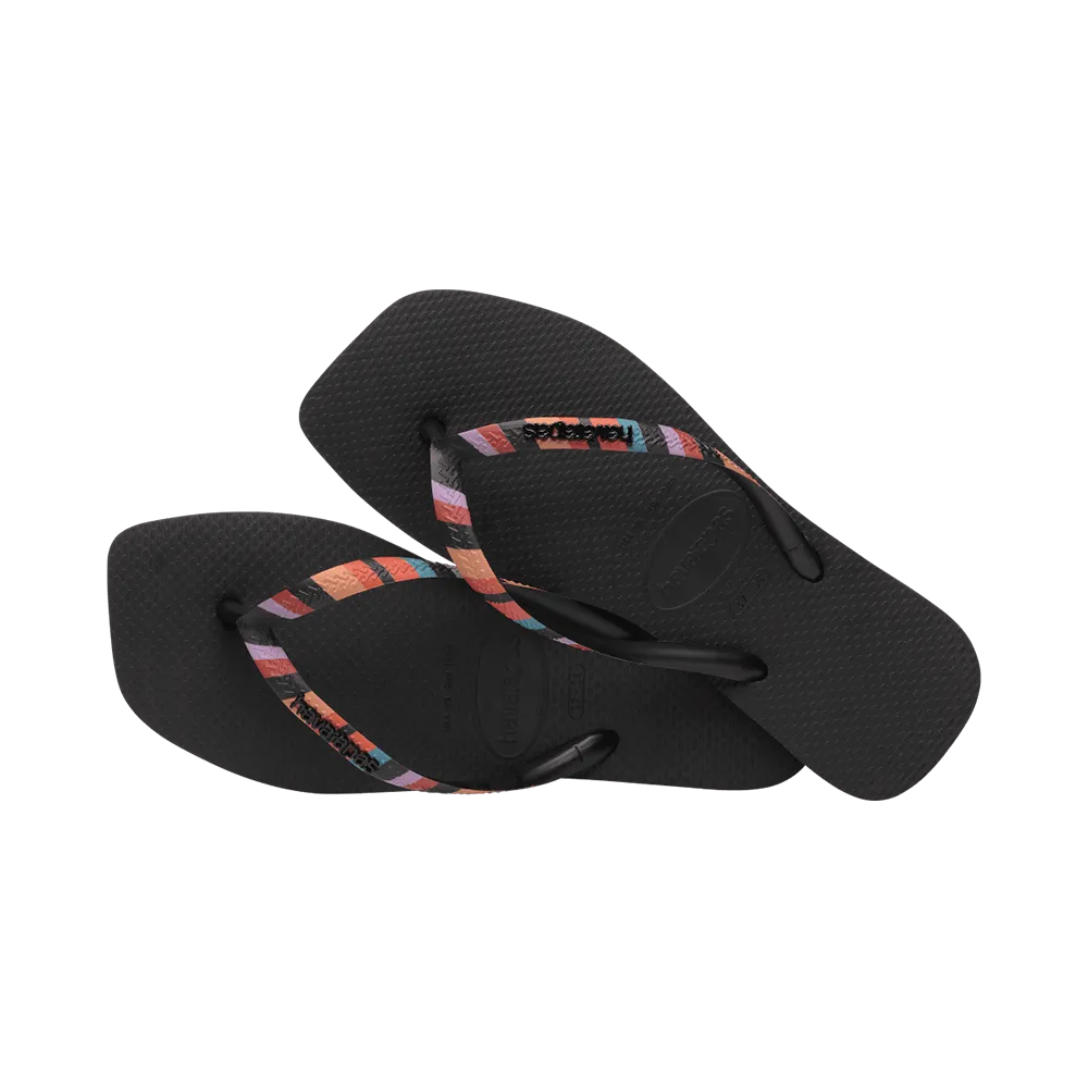 Slim Square Patchwork Flip Flops