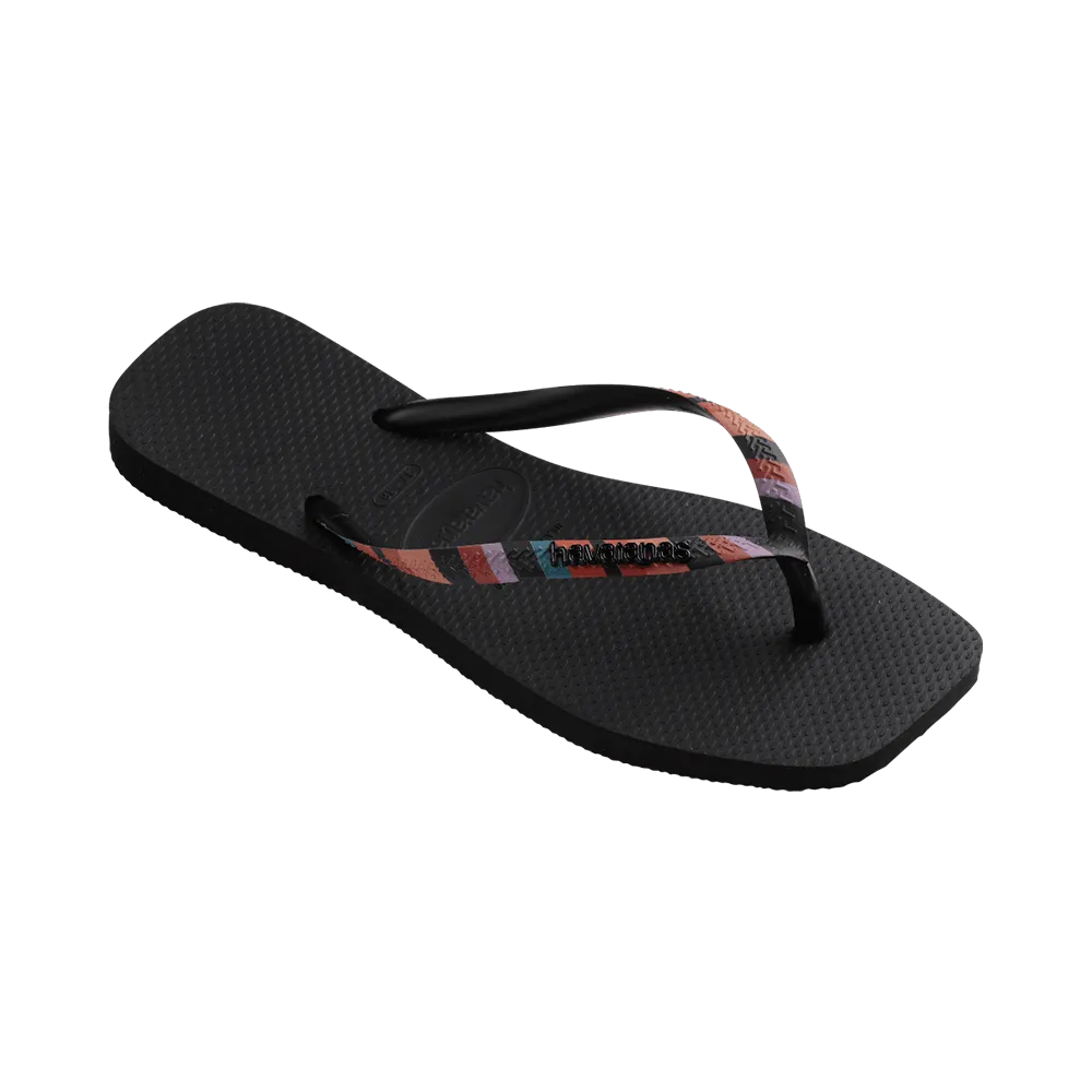 Slim Square Patchwork Flip Flops