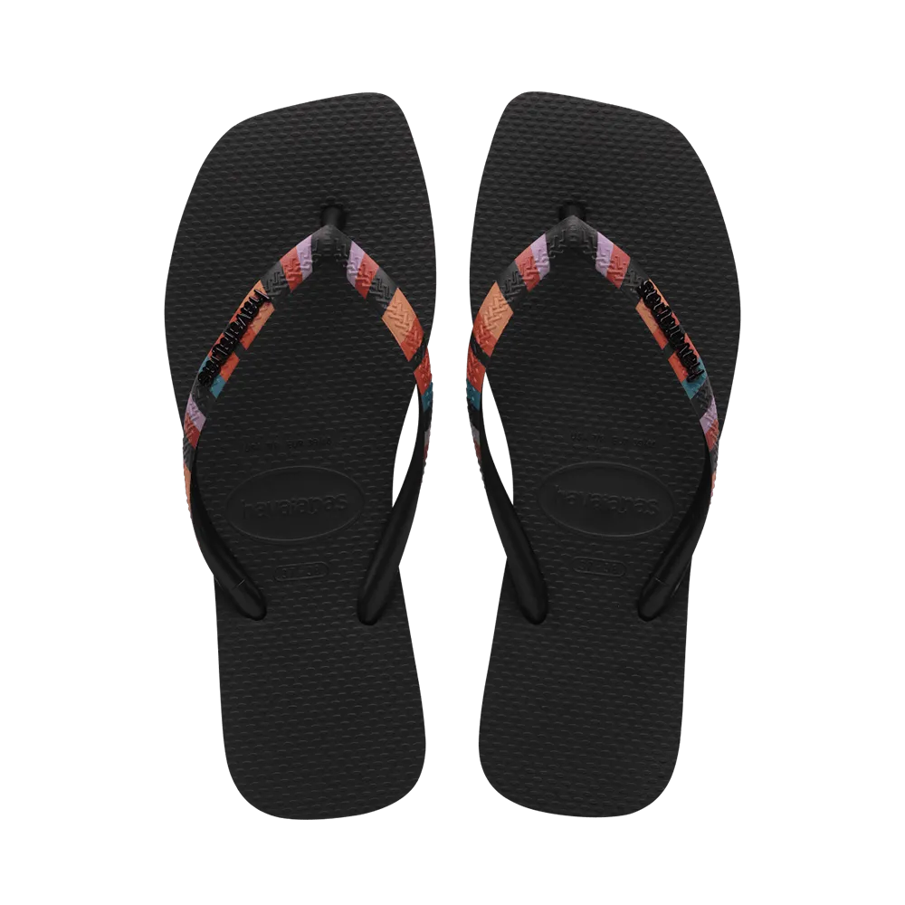 Slim Square Patchwork Flip Flops