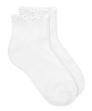 Smooth Toe Ruffle Ripple Edge Sport Quarter Socks