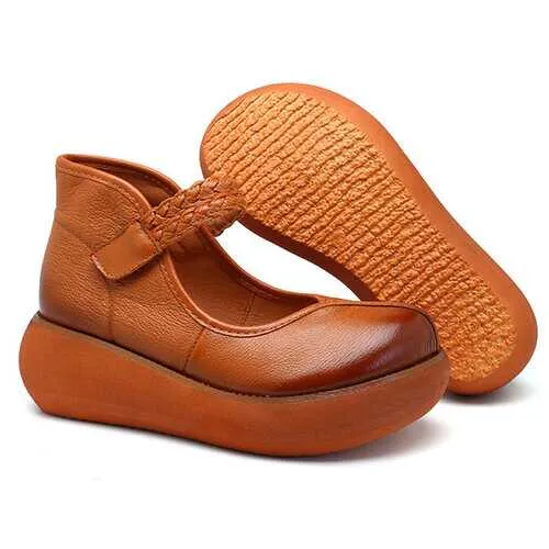 SOCOFY Soft Flat Leather Loafers