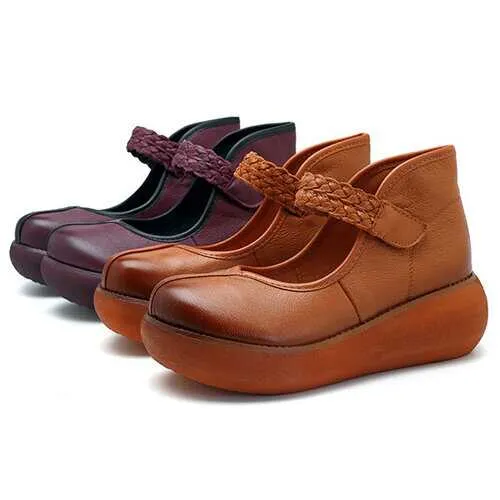 SOCOFY Soft Flat Leather Loafers