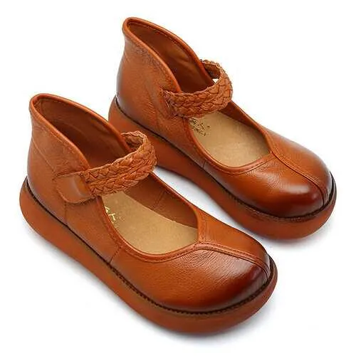SOCOFY Soft Flat Leather Loafers