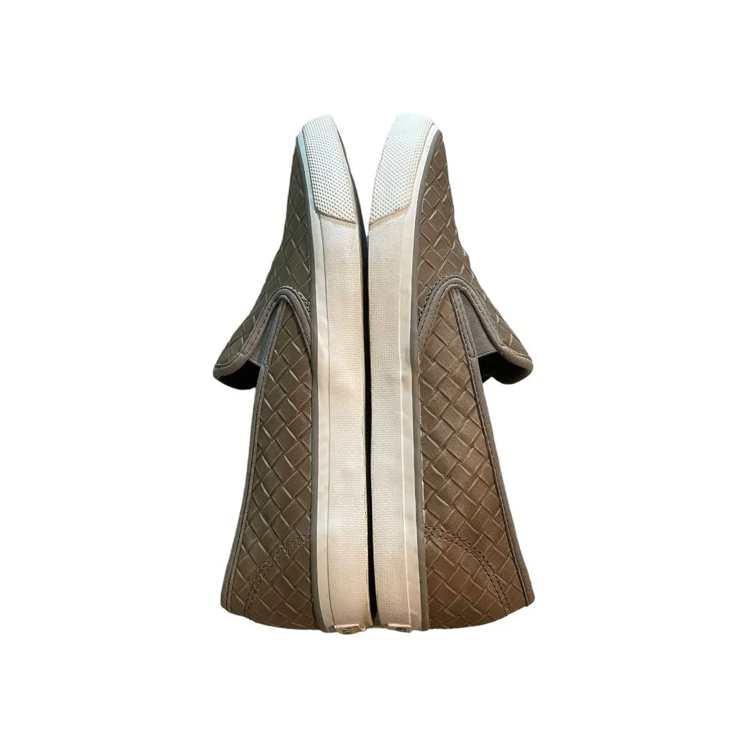 Sperry Taupe Leather Woven Slip On Shoes