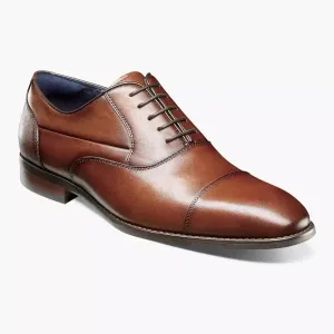 Stacy Adams Kallum Boys Cognac Brown Lace-up Oxford Leather Dress Shoes