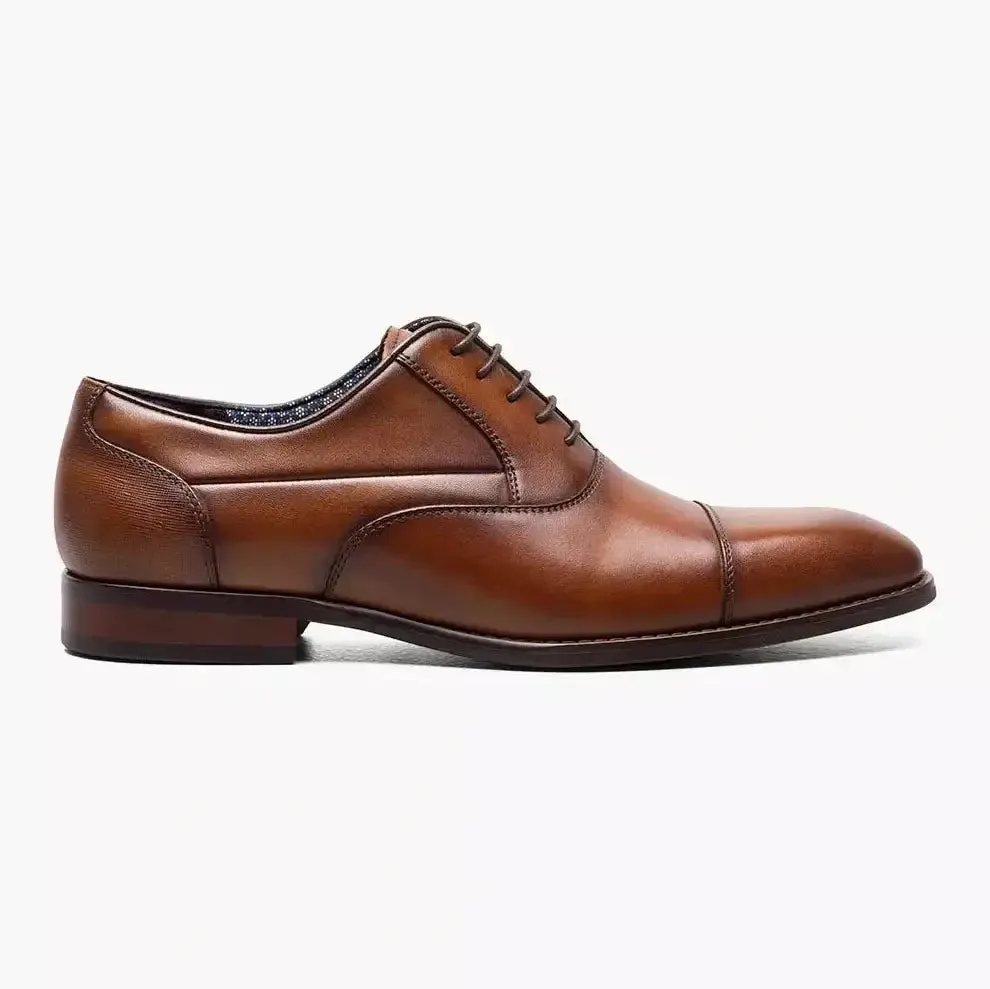 Stacy Adams Kallum Boys Cognac Brown Lace-up Oxford Leather Dress Shoes