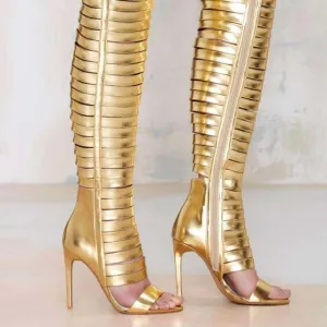 Strap High Heel Lace Up Cutout Sandals