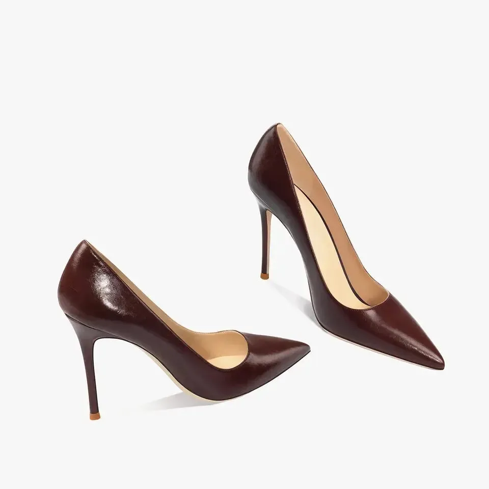 Tabitha Polished Dark Chocolate Heels