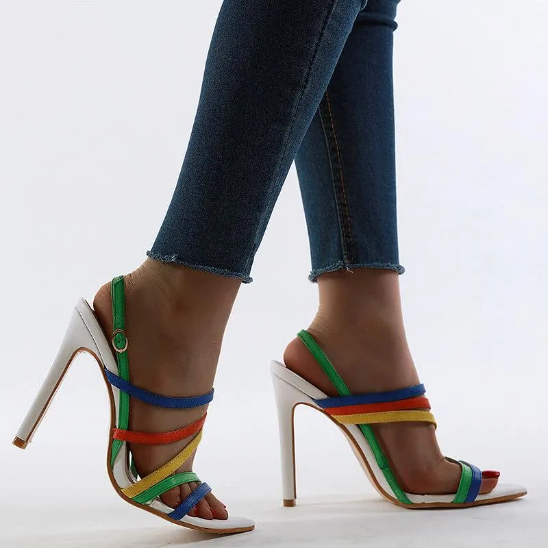 White Strap Leather Pointed Toe Sandals