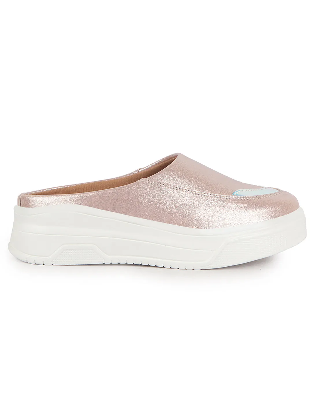 Women Pink Classic Height Enhancer Embellished Back Open Slip On Mule Shoes|All Season Casual Slip On Shoe