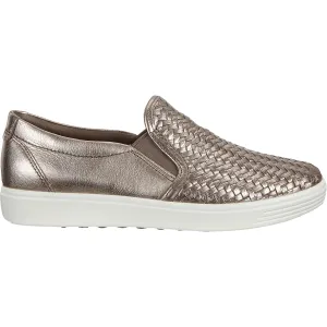 Women's Ecco Soft 7 Woven Slip On 2.0 Stone Metallic Leather