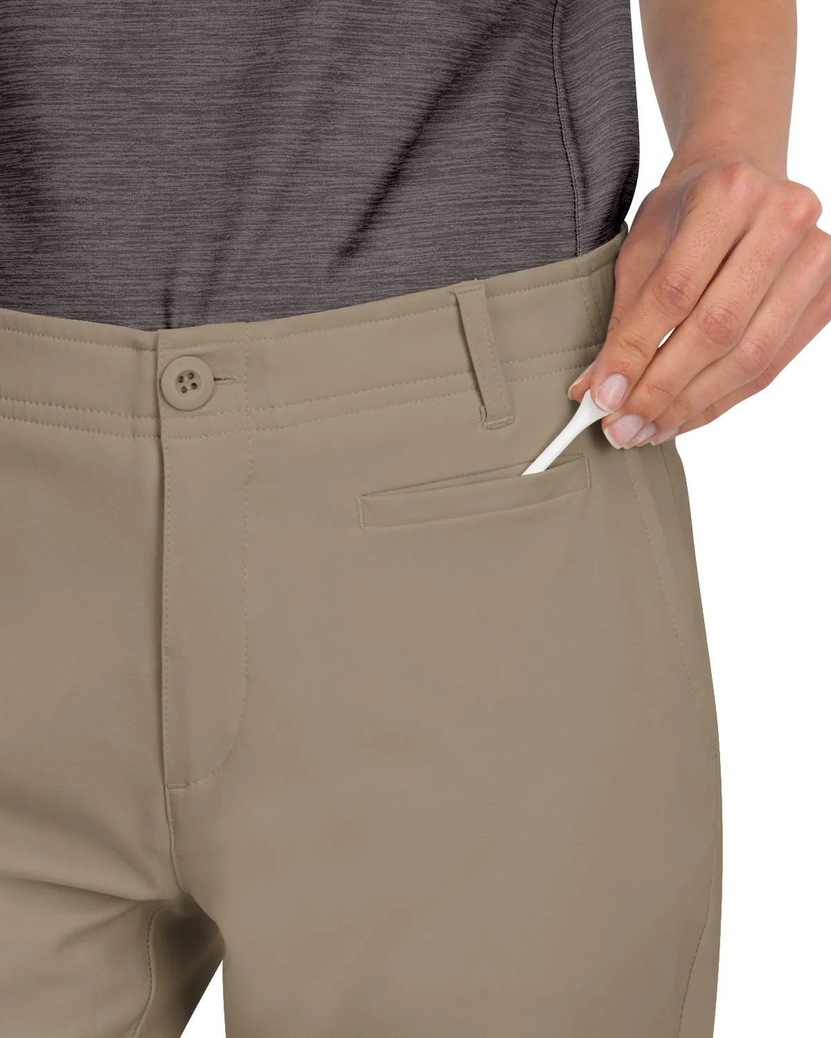 Women’s Quick Dry Golf Link Pants Ankle Length - Side Split Hem, Front Coin Pocket, 4-Way Stretch Fabric. Anti-Odor & Moisture Wicking