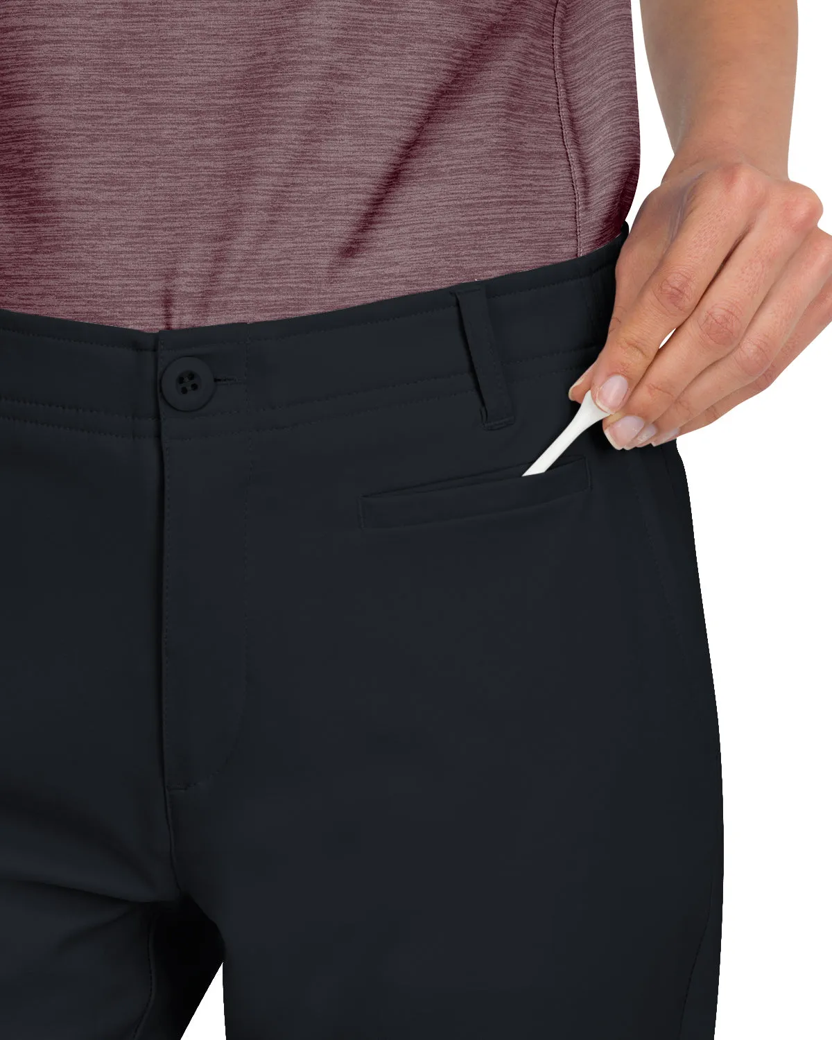 Women’s Quick Dry Golf Link Pants Ankle Length - Side Split Hem, Front Coin Pocket, 4-Way Stretch Fabric. Anti-Odor & Moisture Wicking