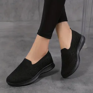 Women's Solid Color Mesh Sneakers, Slip On Breathable Casual Shoes