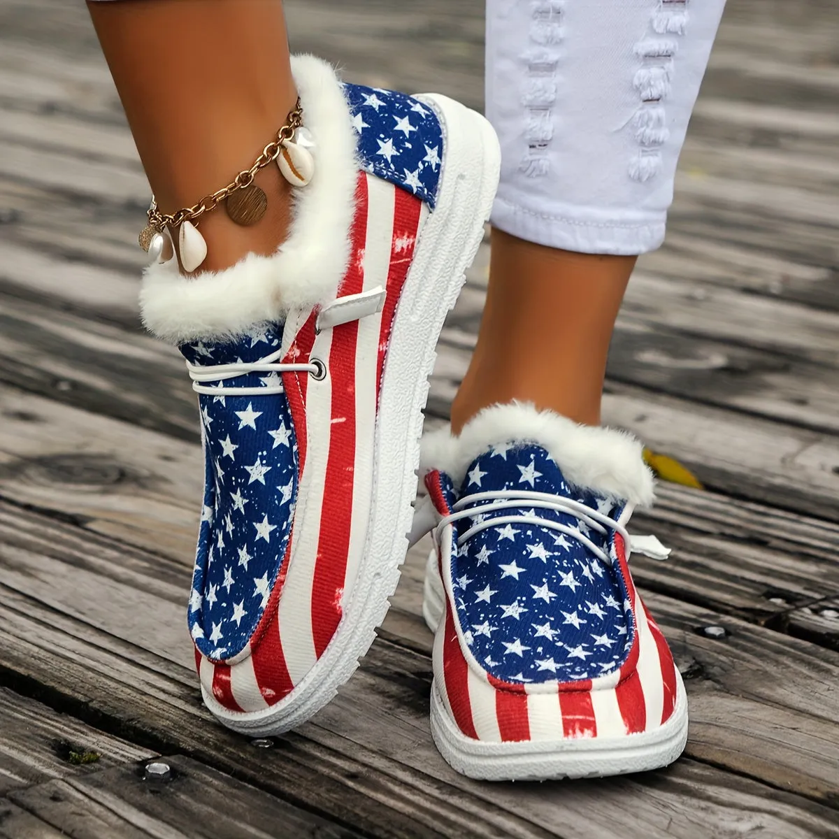 Women's  USA Flag Casual Shoes |  Low Top Flat Sneakers 👟