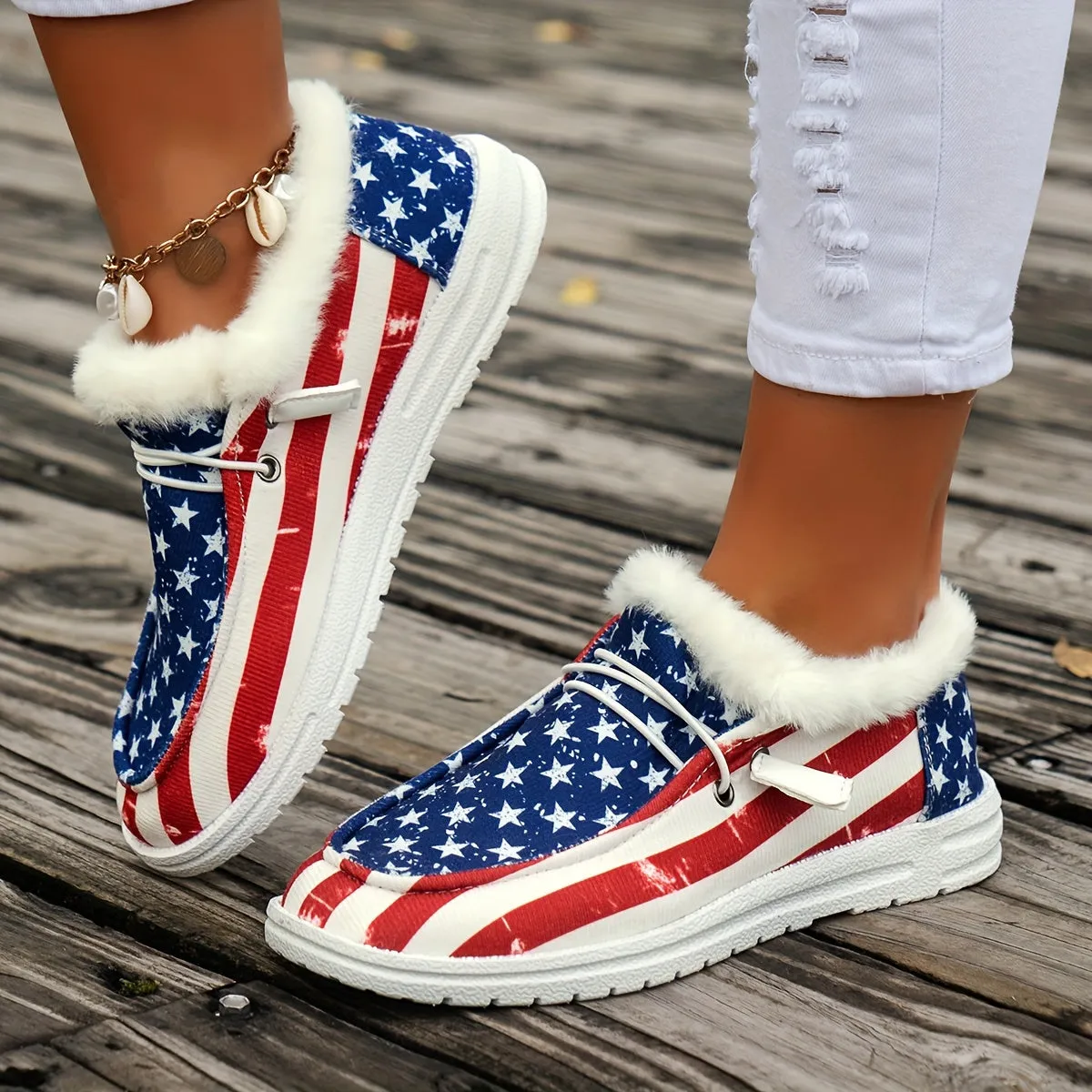 Women's  USA Flag Casual Shoes |  Low Top Flat Sneakers 👟